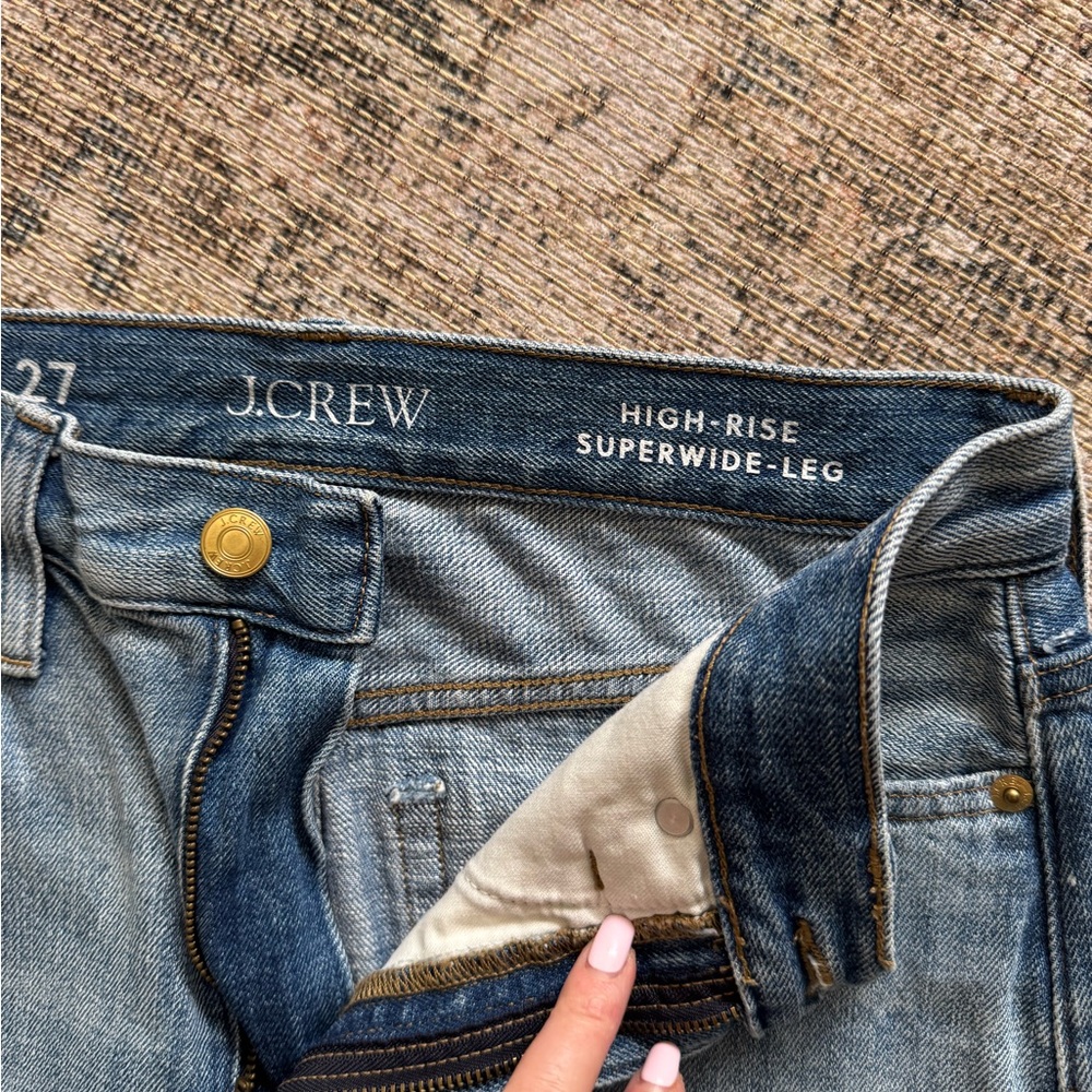 J.Crew High-Rise Superwide-Leg Jeans in White Medium and Dark Blue 3 pairs (27) - Picture 2 of 8